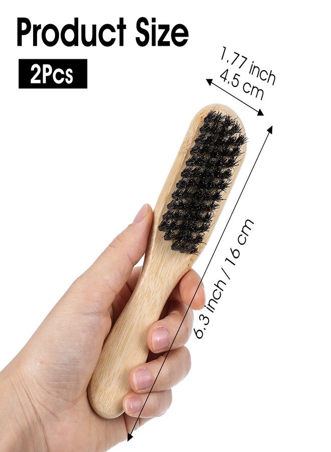 Thrymme 2 Pcs Mini Boar Bristle Hair Brush, Mini Slick Back Brush Anti Frizz Edge Control for All Hairs Types, Gentle Scalp Massage, Natural Bristles - Image 2